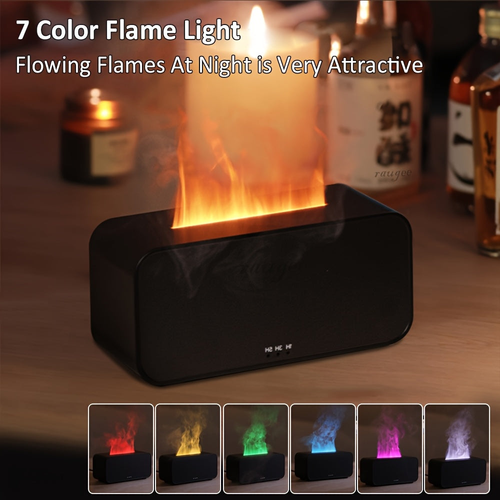 HACRIN Mini Air Humidifier & Essential Oil Diffuser with LED Flame Light - USB-Powered, 300ml Capacity, 10-20㎡ Coverage, 5 Colorful Modes, Timer & Nightlight, Compact Design for Home, Bathroom, Bedroom, Office, Humidifier for Home Use, Bedroom Fragrance,