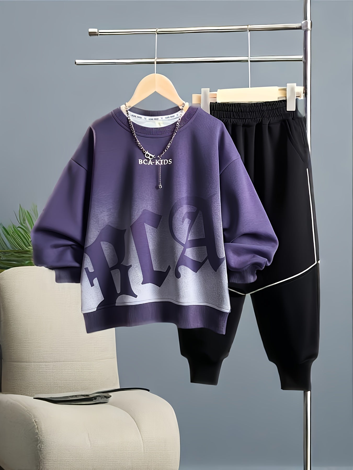 Boys, Medium And Children 2025 Winter New Trend Sweatshirt Casual Long Sleeve Pants Suit Fashion Two-Piece Set - Boys Pants Set - Boys Fashion Suit, for Outdoor