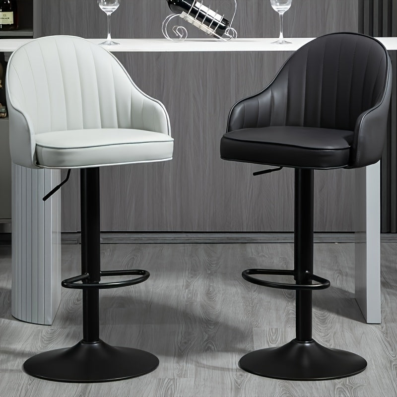 1pc Modern Nordic Bar Stool Chair - Swivel Bar Stool with Cushioned Seat, Heavy-Duty Metal Base, Counter Height Dining Chair for Kitchen, Home Bar, Cafe - Easy Assembly (Black/White) - Space-Saving Design, Kitchen Seating, Sleek Furniture, Durable Constr