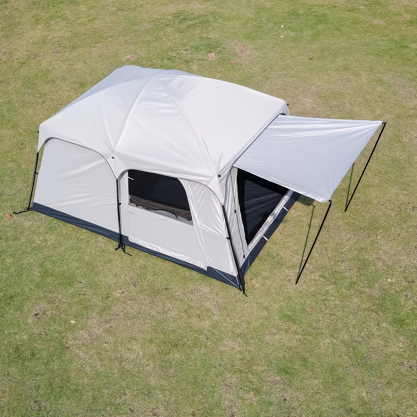 2-Room Family Camping Tent with Vestibule - Portable, Foldable Design, Windproof, Sun-Resistant Oxford Cloth, All-Season Use, Ideal for Outdoor Adventures, Camping Gear | Spacious Camping Tent | Durable Zippers, Camping Equipment
