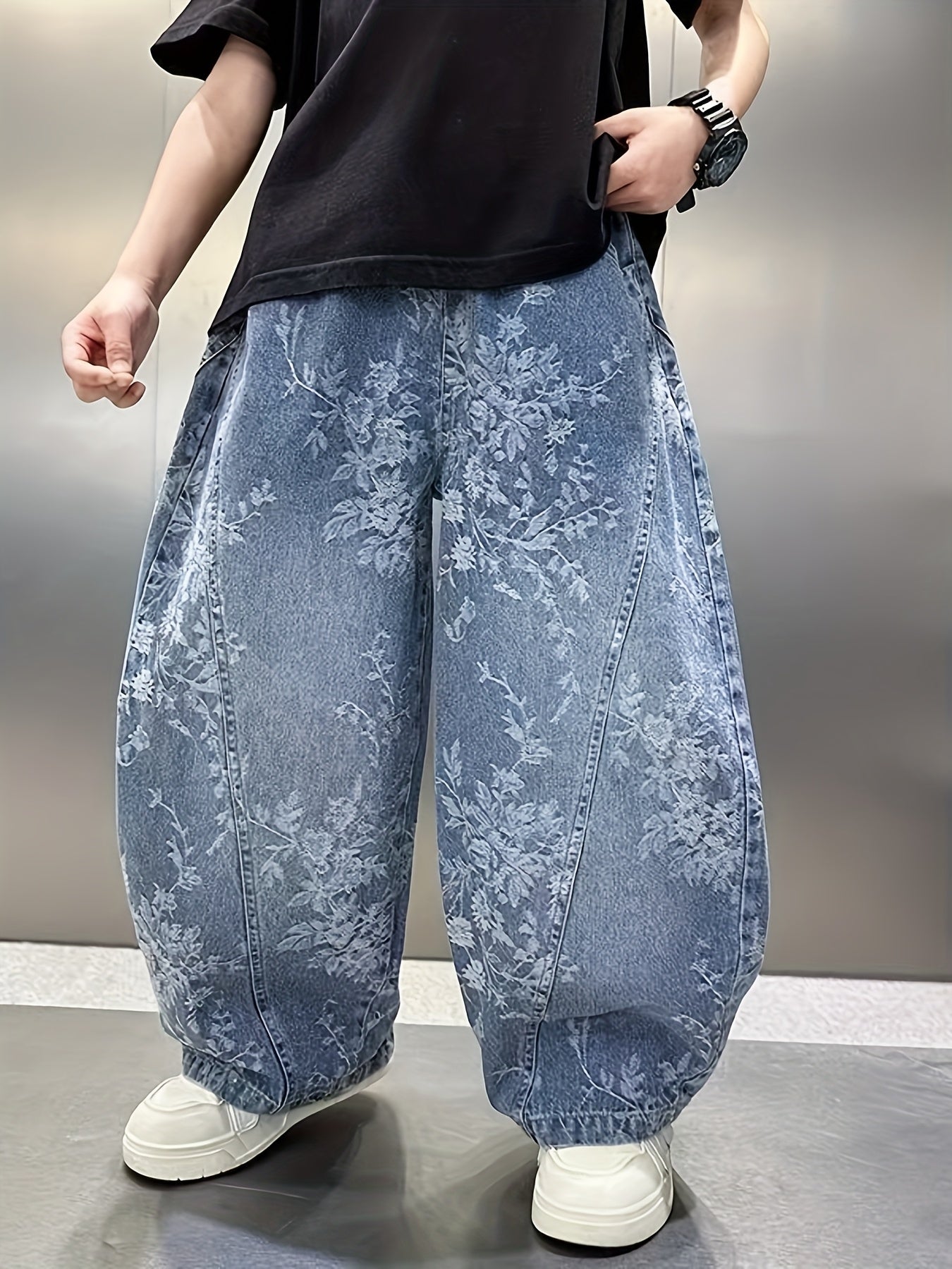 8-12 Years Old Boys' Casual Outdoor Wide-Leg Pants with Embroidery, Stylish Denim Trousers for Autumn and Winter