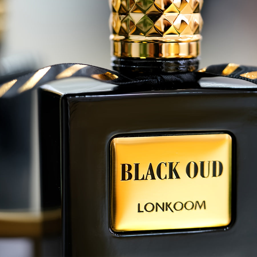 LONKOOM Black Oud Men'S EDT - Woody Aromatic, Long-Lasting 4-6 Hours, Luxury Oriental Scent with Lavender, Bergamot, Patchouli & Leather Notes, 100ml/3.4oz, Ideal for Gifting & Dates, Perfume for Man, Date Night Fragrance, Sophisticated Packaging, Highqu