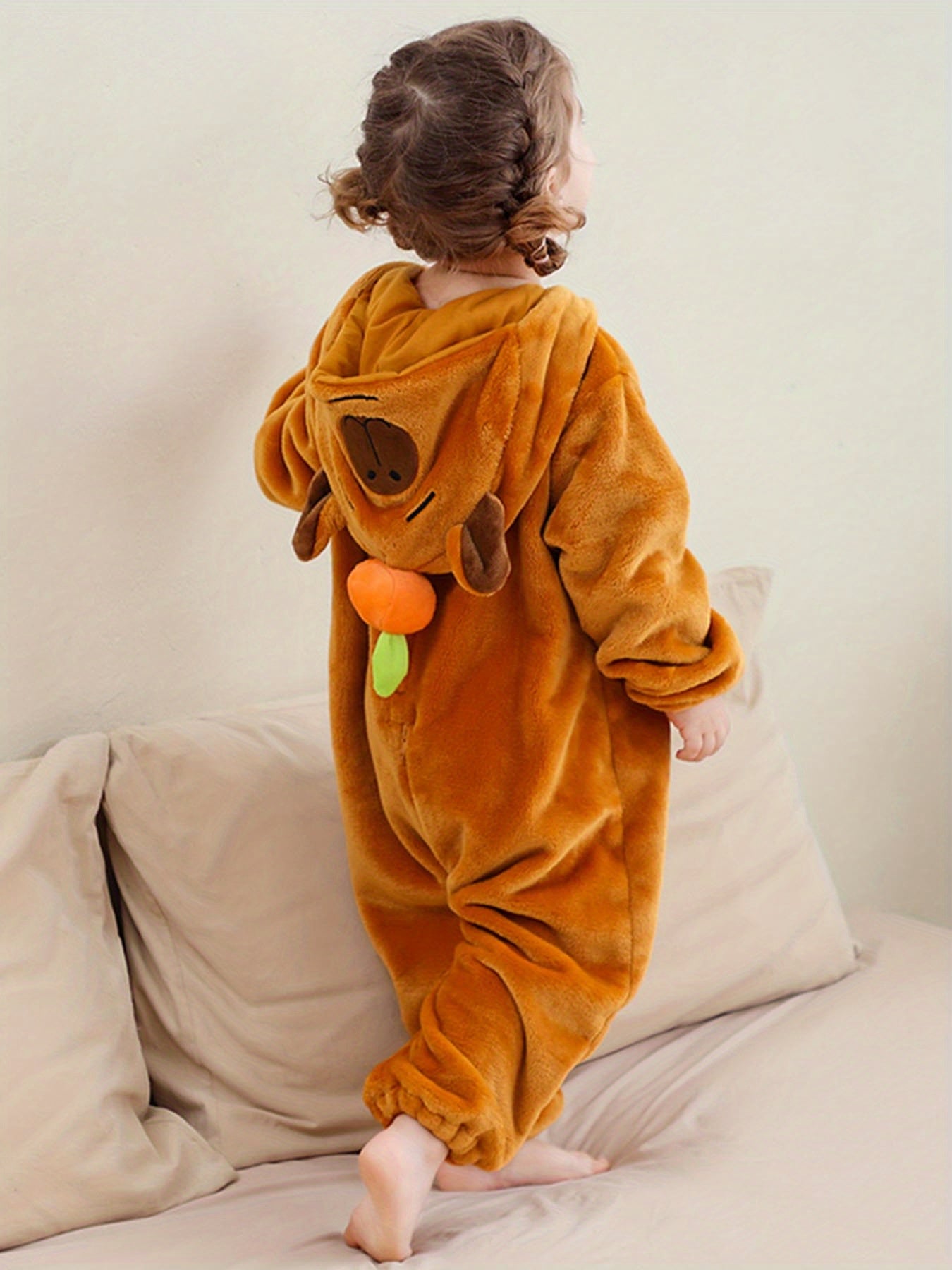 Little Baby Cute Cartoon Animals Long Sleeve Hooded Romper Onesie Children Party Casual Bodysuit for Spring And Autumn Winter