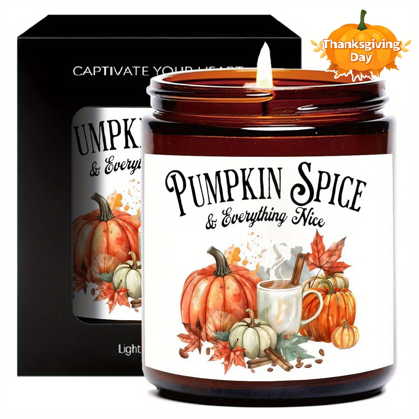 Hello Autumn Scented Candle Fall Themed Orange Terracotta Burnt Rustic Farmhouse September October Harvest Thanksgiving Day Decoration Gift Idea for Home Women Woman Hostess Men Friends Her Mom Wife Grandma Cute Item Essential Aesthetic Present