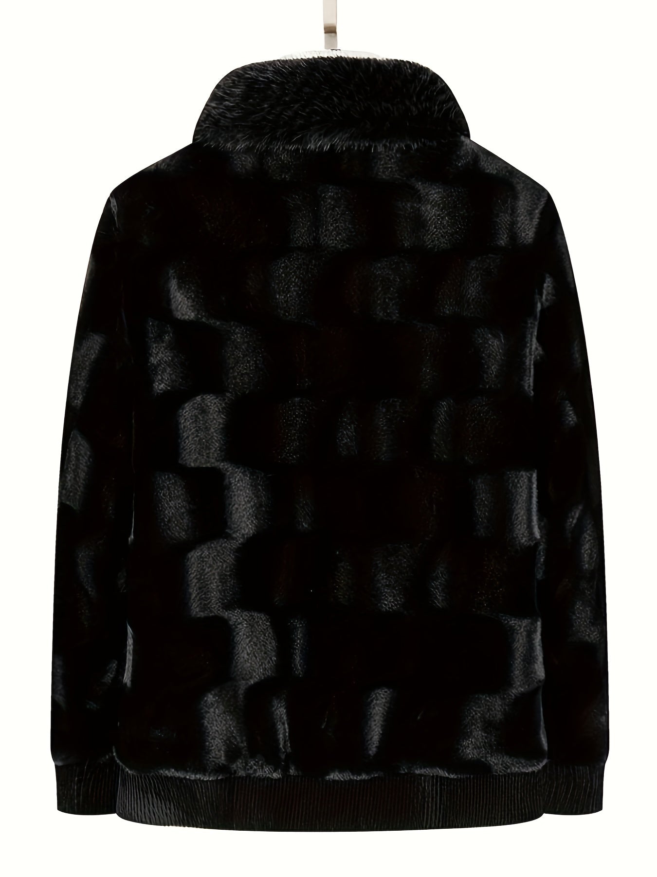 Men's Luxury Faux Mink Jacket - Stylish Lapel, Thick & Warm Winter Coat with Zip Closure