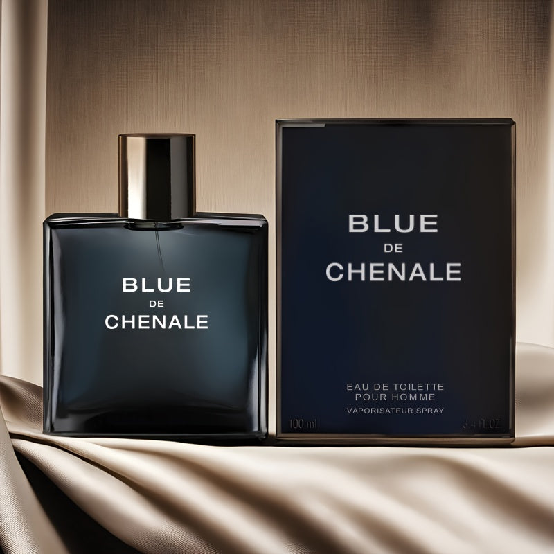Men'S Long-Lasting Fresh Scent Cologne - Woody Fragrance, Elegant Dark Blue Bottle with Metallic Cap, Everyday & Special Occasion Perfume for Men, Sophisticated Masculine Scent, Modern Masculine Aesthetic, Highquality Scent, Stylish Men, Sleek Design, Pr