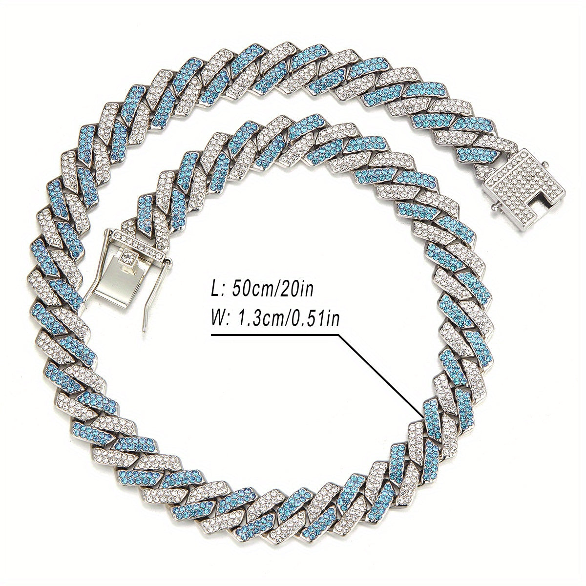 1pc 13.5MM Solid Iced Out Link Chain Necklace - Stylish Hip Hop Rapper Fashion Jewelry for Men - Durable, Hypoallergenic, and Nickel-Free