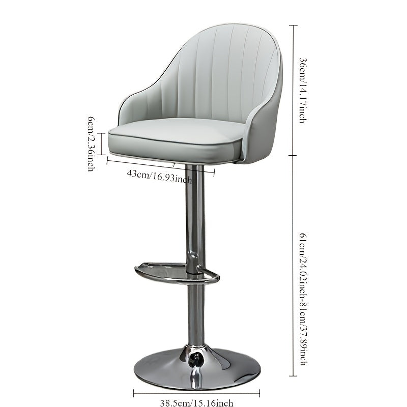 1pc Modern Nordic Bar Stool Chair - Swivel Bar Stool with Cushioned Seat, Heavy-Duty Metal Base, Counter Height Dining Chair for Kitchen, Home Bar, Cafe - Easy Assembly (Black/White) - Space-Saving Design, Kitchen Seating, Sleek Furniture, Durable Constr