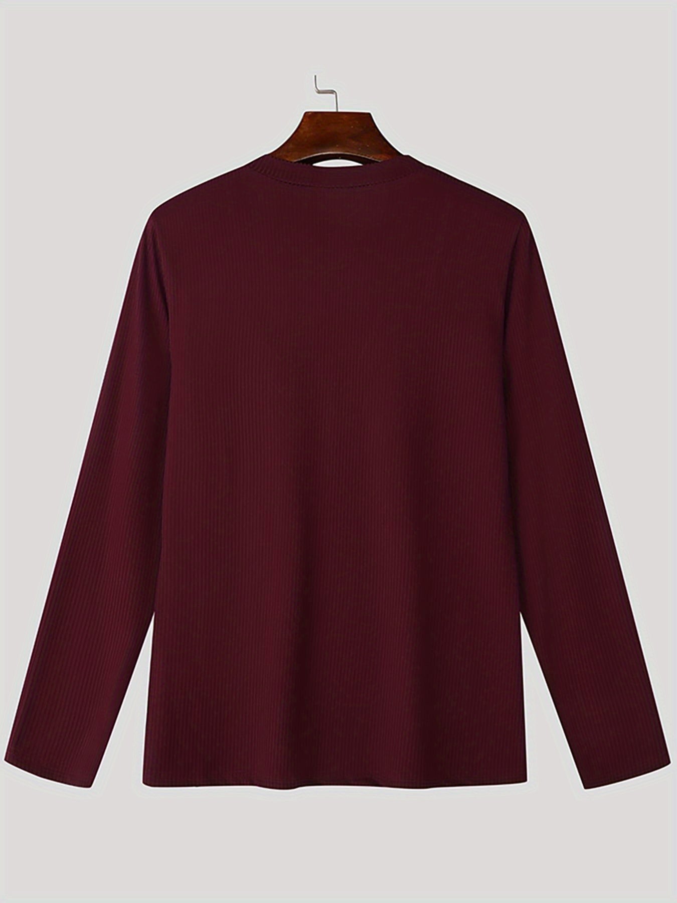 Men'S Fitted Long Sleeve T-Shirt with a Deep V-Neck, Perfect for Casual Daily Wear.