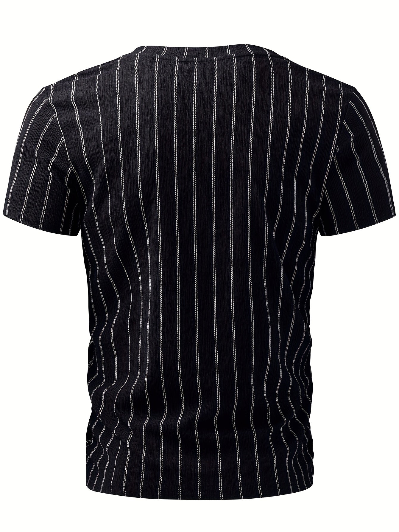 Men'S Textured V-Neck Short Sleeve Athletic Shirt - Soft, Stretchy, Casual Striped Design with Reinforced Stripes, Comfortable for Summer Outdoor Activitie