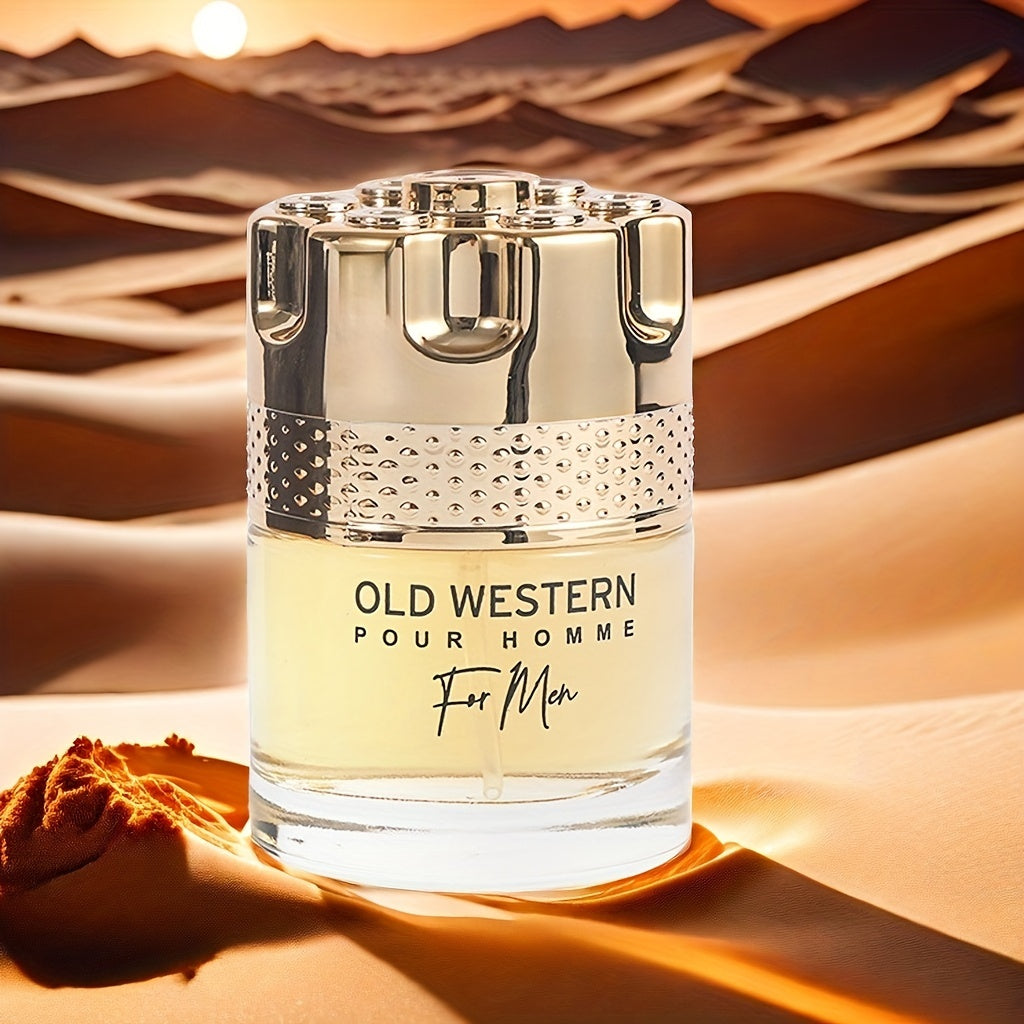 Old Western Pour Homme Eau de Toilette for Men Travel Size, Spice Woody Scent with Notes of Lemon, Ginger, Lavender, Mint, Apple, Juniper, Cardamom, Geranium, Tonka Bean, Amberwood, Vetiver - BPA-Free, Alcohol-Based Fragrance (5-15% Concentration)