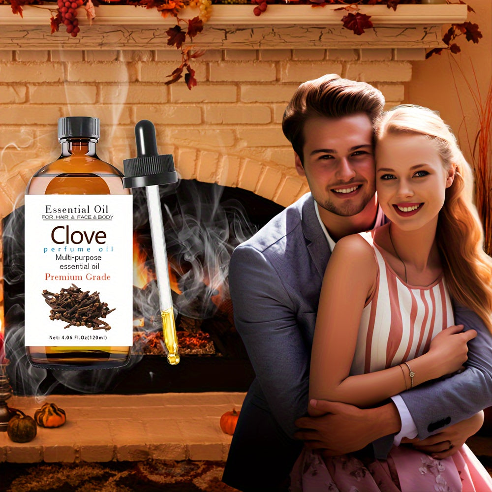 100% Pure Clove Essential Oil 120ml/4.06fl.oz - Premium Grade Moisturizing Oil for Nail, Hair & Light Beige Care, Massage, Diffusers, Humidifiers, Meditation - Fresh Fragrance, All Light Beige Types, Men & Women, Natural Humidifier, Amber Glass Bottle, N