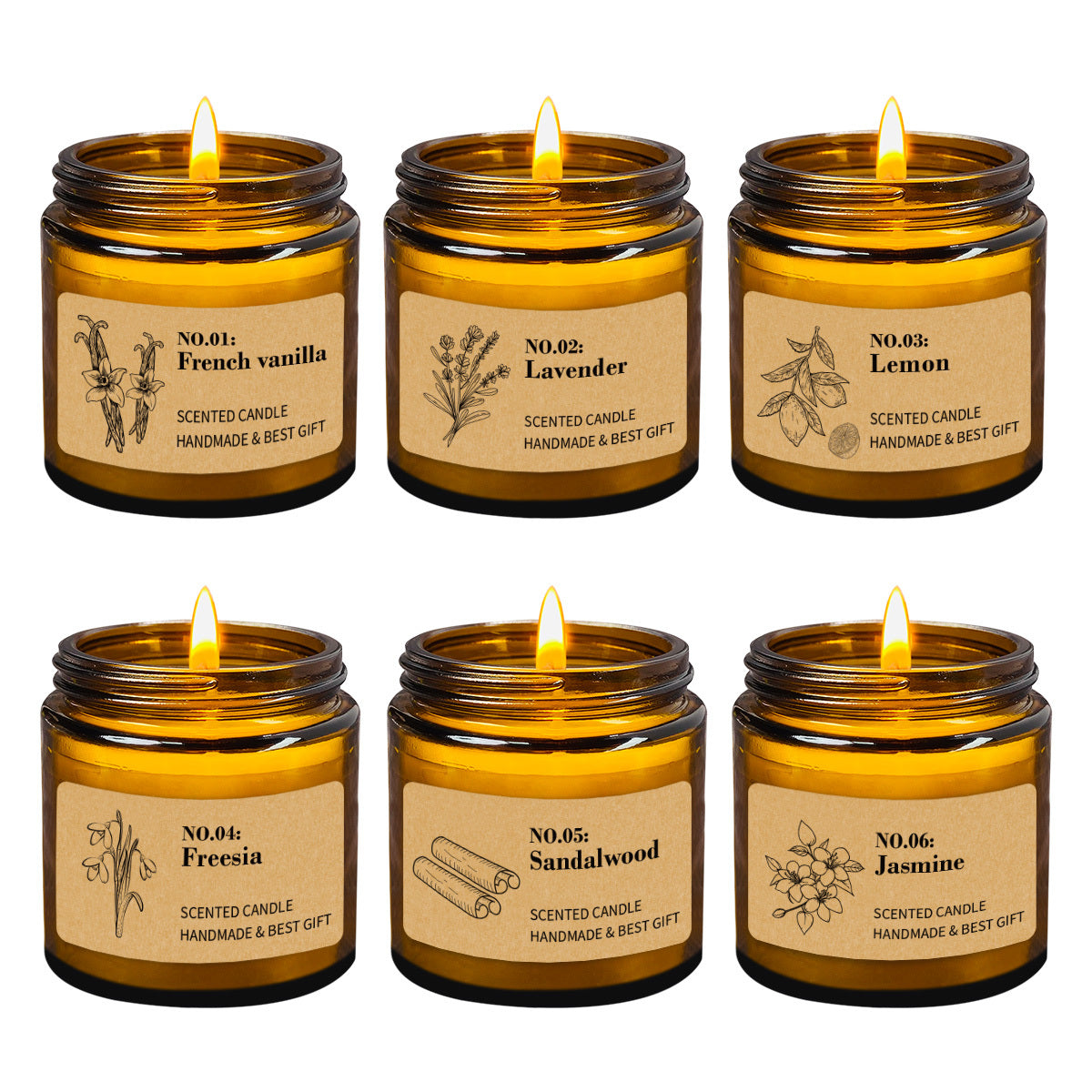SEVEN MOONS Lavender Scented Candle - 3.5oz Soy Wax with Floral Lavender, Vanilla, Freesia & Jasmine Essential Oils, 20-Hour Burn Time, Glitter Accents, Round Glass Jar for Home Decor, Thanksgiving, Christmas, Halloween, Easter, Hanukkah, Candle Holder D
