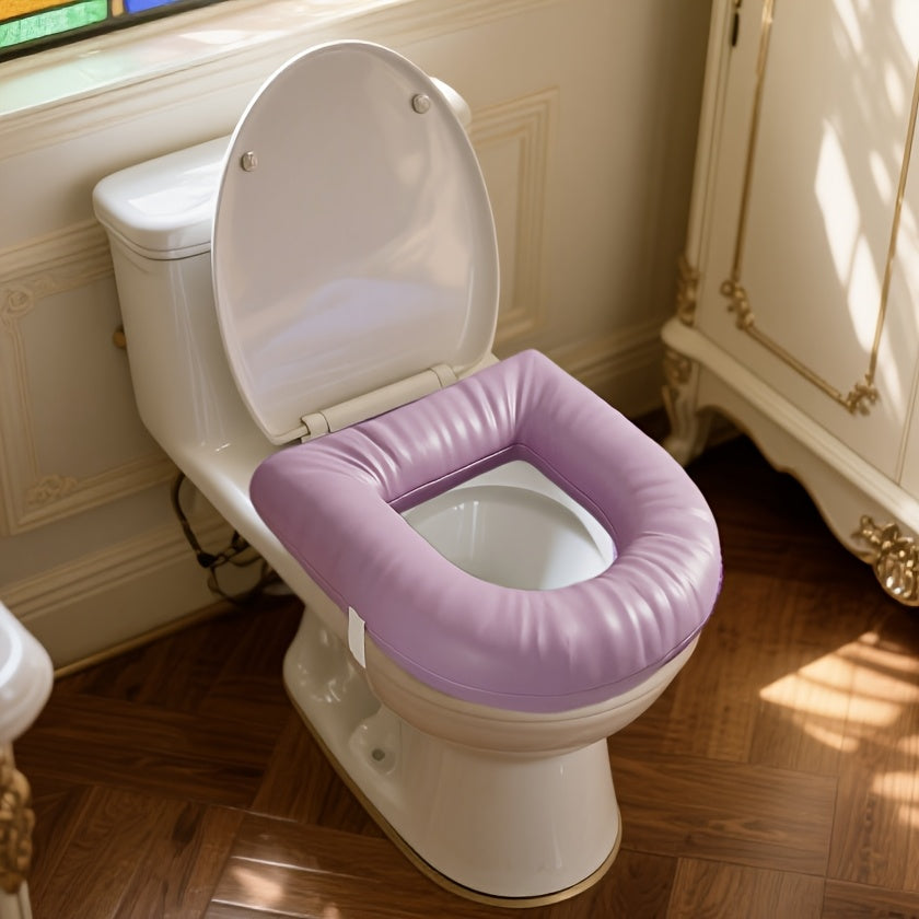 Toilet Seat Cover Designed for the Elderly and Pregnant Women, Non-Slip Extra Thick Vinyl Toothpaste - 40.64x38.1 cm Full Overlay Machine Washable with Ergonomic Anti-Squeeze Design Available in Multiple Colors All Season Use