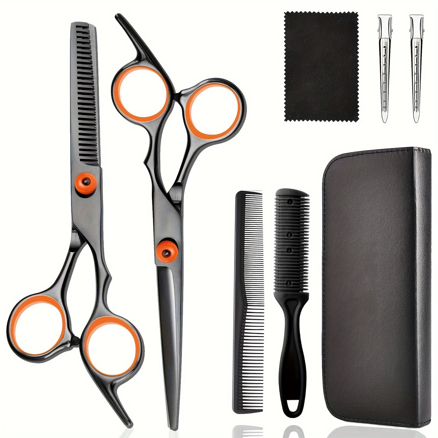 8 PCS Hair Cutting Scissors Kit, Professional Barber Shears Set With Hair Scissors Thinning Shears, Haircutting Sheers Hair Cut Blending Salon Scissor For Men Women Pet