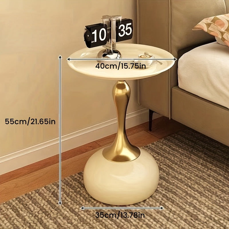 Modern Sofa Side Table, Black or White Options, Round Coffee Desk with Column Legs for Indoor/Outdoor Bar Countertop and Storage Shelf Layer, Living Room Furniture Set, Entryway Display Cabinet Small Dining Tables C4241-22w41-92, Multifunctional Rack Y72