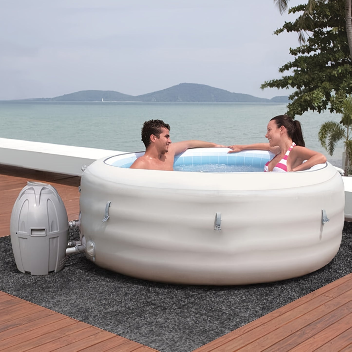 187.96cm x 182.88cm Premium Hot Tub Mat - Water Absorbent, Anti-Slip & Waterproof Pool Protector Pad for Above-Ground Pools, Durable PE Material, Ideal for Wooden & Stone Bathtubs, Perfect for Relaxing Home Spa Experiences