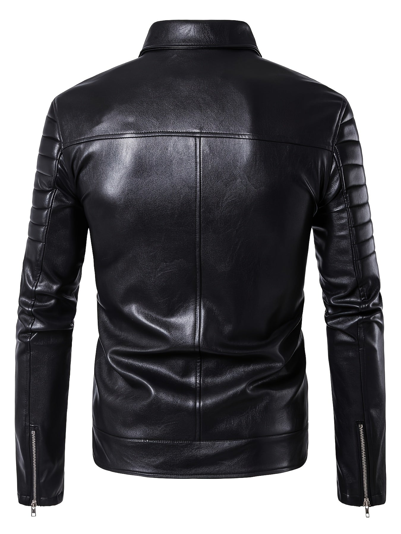 Men's Motorcycle Jacket - Slim Fit Heavy-Duty Biker Coat with Full-Zip Closure, Stand Collar & Zippered Pockets - Windproof Motorcycle Riding Jacket for Men (Black) - Ideal for Casual & Formal Wear - Easy-Care Lining - Long Sleeve Soft Shell Jacket with