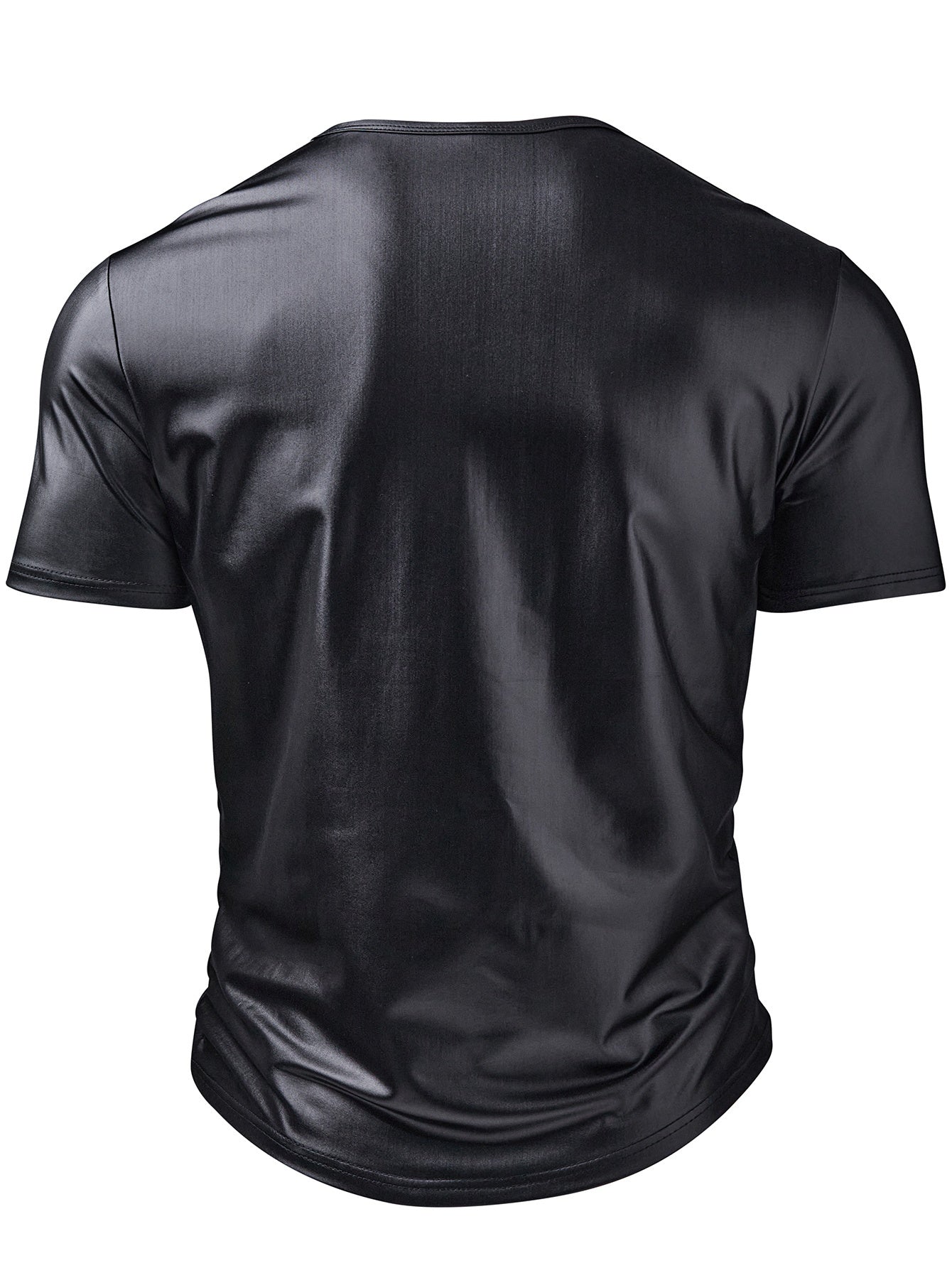 Men'S Stylish Black Henley Shirt - Casual Summer Short Sleeve with Zipper Detail, Stretch Knit Fabric, Regular Fit Henley Neckline, Smooth Fabric for Casual Attire