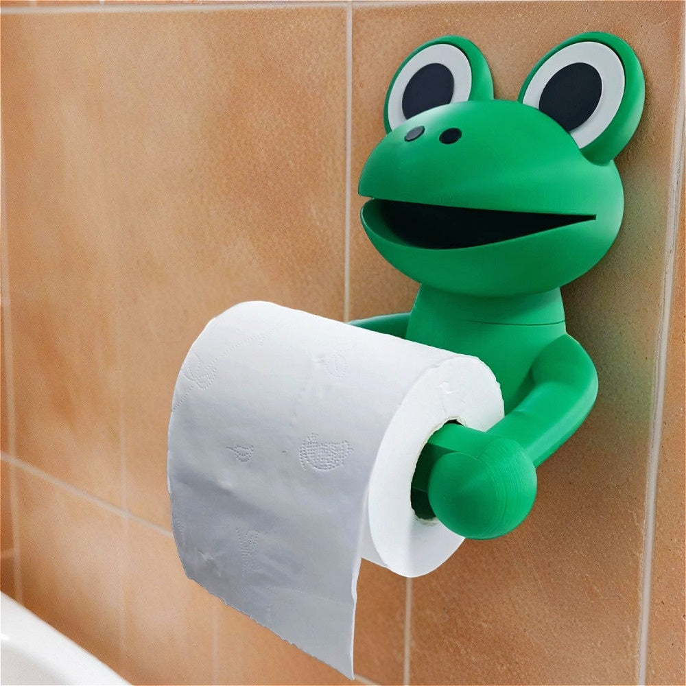 1pc Cute Frog Design Toilet Paper Holder - Durable Plastic Wall-Mounted Bathroom Organizer with Brushed Finish, Modern Home Decor Storage Solution, Restroom Decor And Accessories, Playful Design, Easyinstall Features
