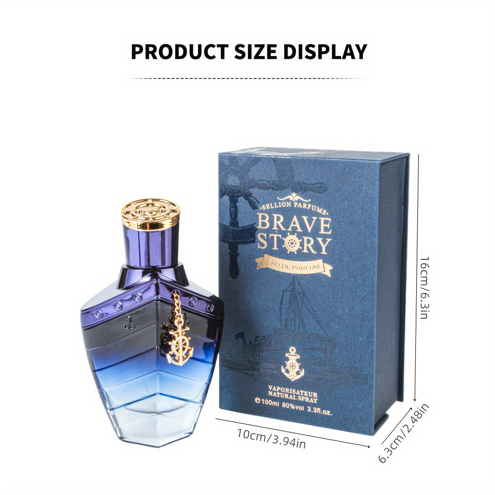Sellion Brave Story Eau de Toilette for Men - 100ML, Spicy Woody Scent, Tangerine & Saffron Notes, Alcohol-Based, Formaldehyde-Free, Long-Lasting Fragrance, Ideal for Daily Wear, Travel & Gifting