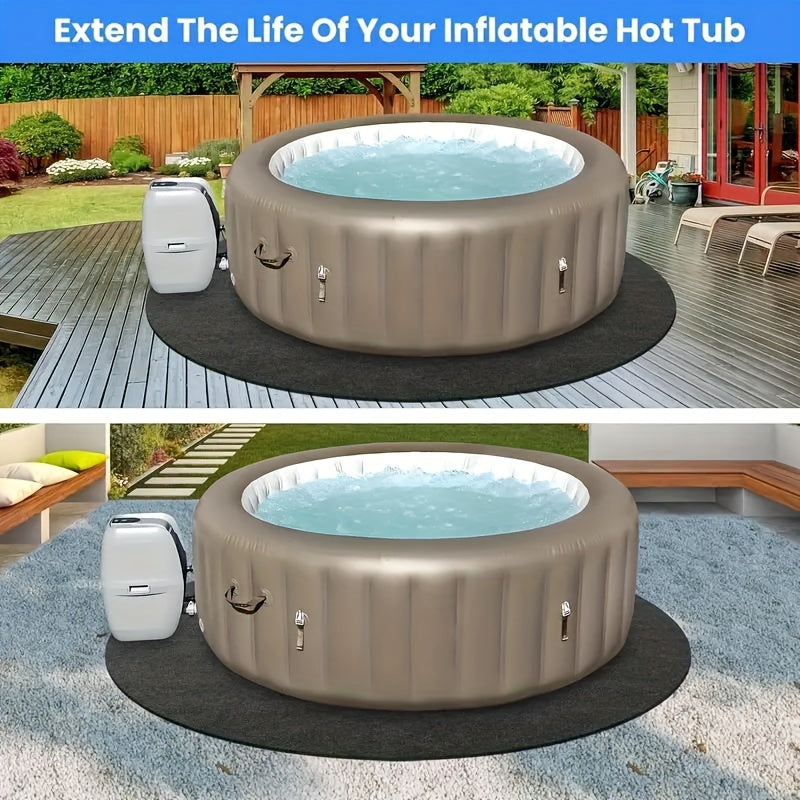 Non-Slip Round Hot Bath Mat - Waterproof, Reusable and Washable Outdoor Pool Protector, Suitable for Above Ground Pools and Spas