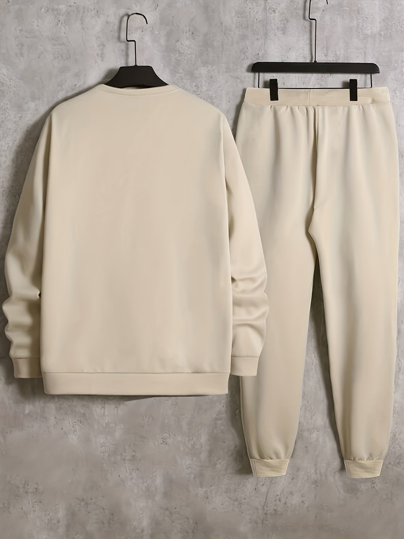 2-Piece NO DAYS OFF Outfit for Men: Crew Neck Long Sleeve Pullover Sweatshirt and Drawstring Sweatpants Joggers Set for Spring Fall