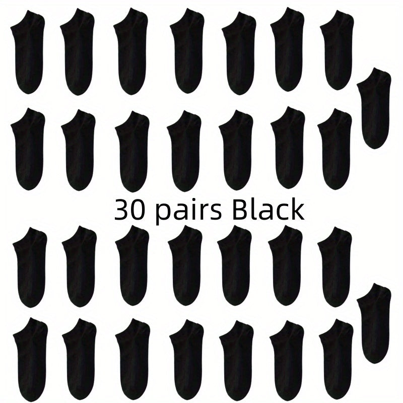 1/5/10/30 Pairs of Socks for Men and Women, Black and White Thin Ankle Socks, No-Wash, Deodorant, Sweat Absorbing, Summer Thin, Foot Bath, Boat Socks, Sweat-Resistant