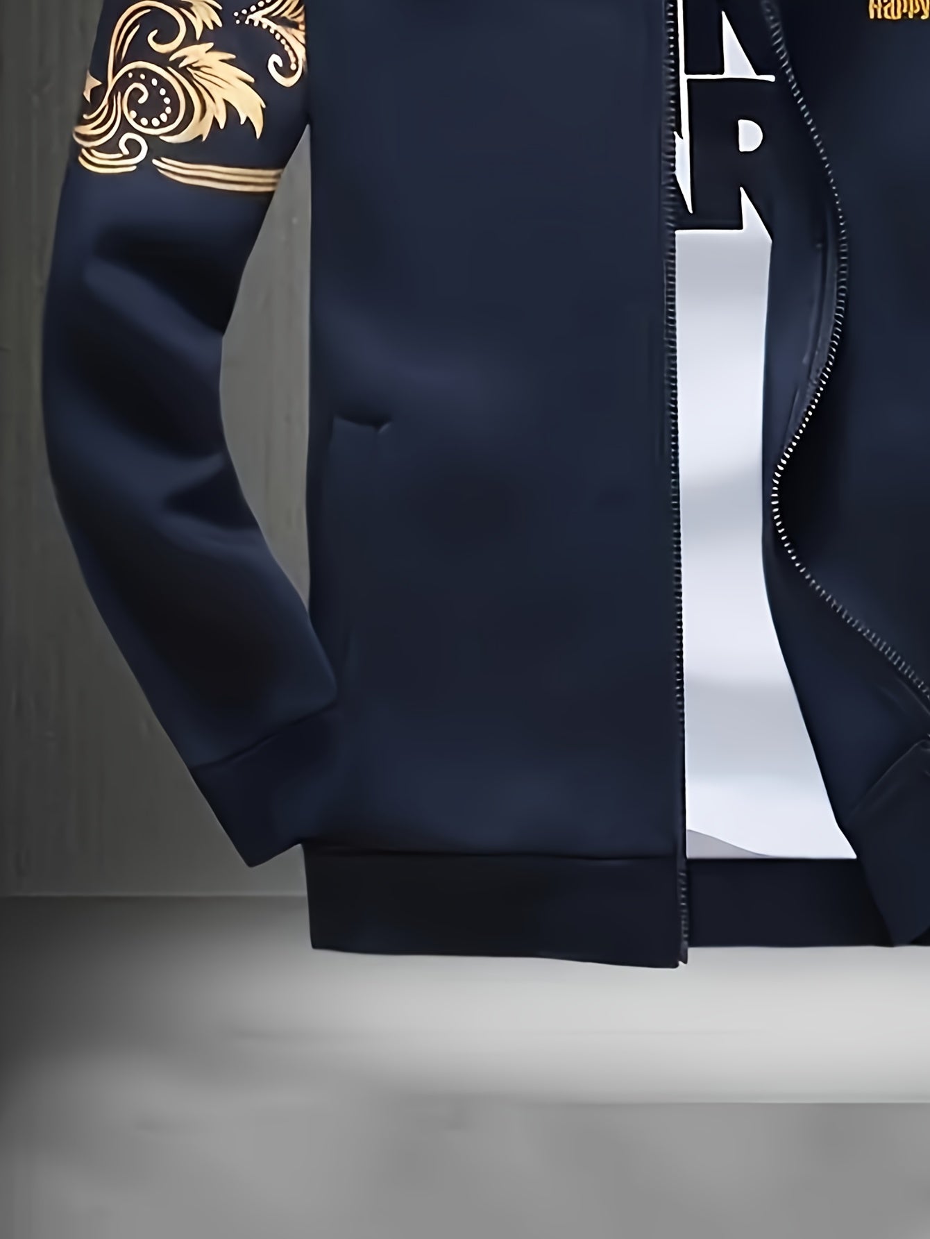 Spring and Autumn Style Men's Zip-Up Cardigan Sportswear Set
