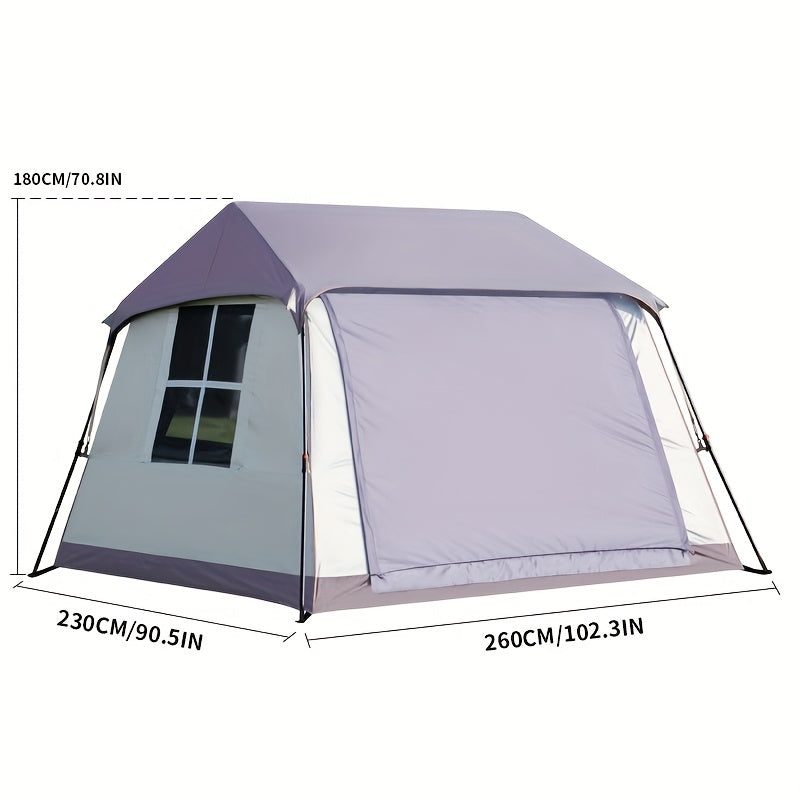 KAIROAD 6-Person Automatic Pop-Up Camping Tent with Sunshade Canopy, 2-in-1 Convertible Design, Durable Glass Frame & Zipper Closure, All-Season Outdoor Camping Gear for Family Camping, Hiking, Backyard Adventures (Grey), Tents for Camping, Modern Tent D