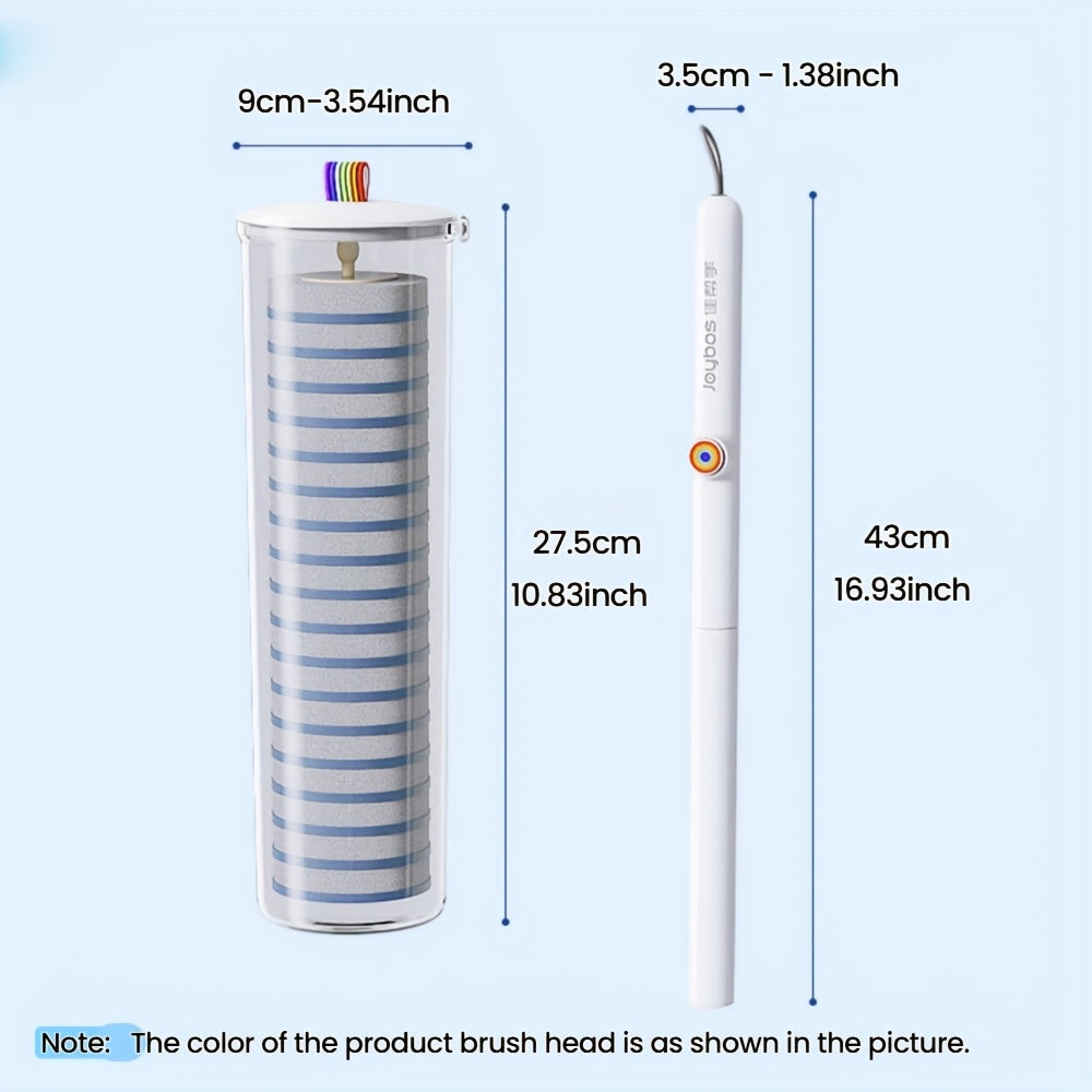 Wall-Mounted Disposable Toilet Brush with 18 Replacement Brushes. No Dead Corners, Wall-Mounted Long Handle for More Efficient Cleaning, Disposable Toilet Brush. Household Dead Corner Bathroom Toilet Cleaning Brush