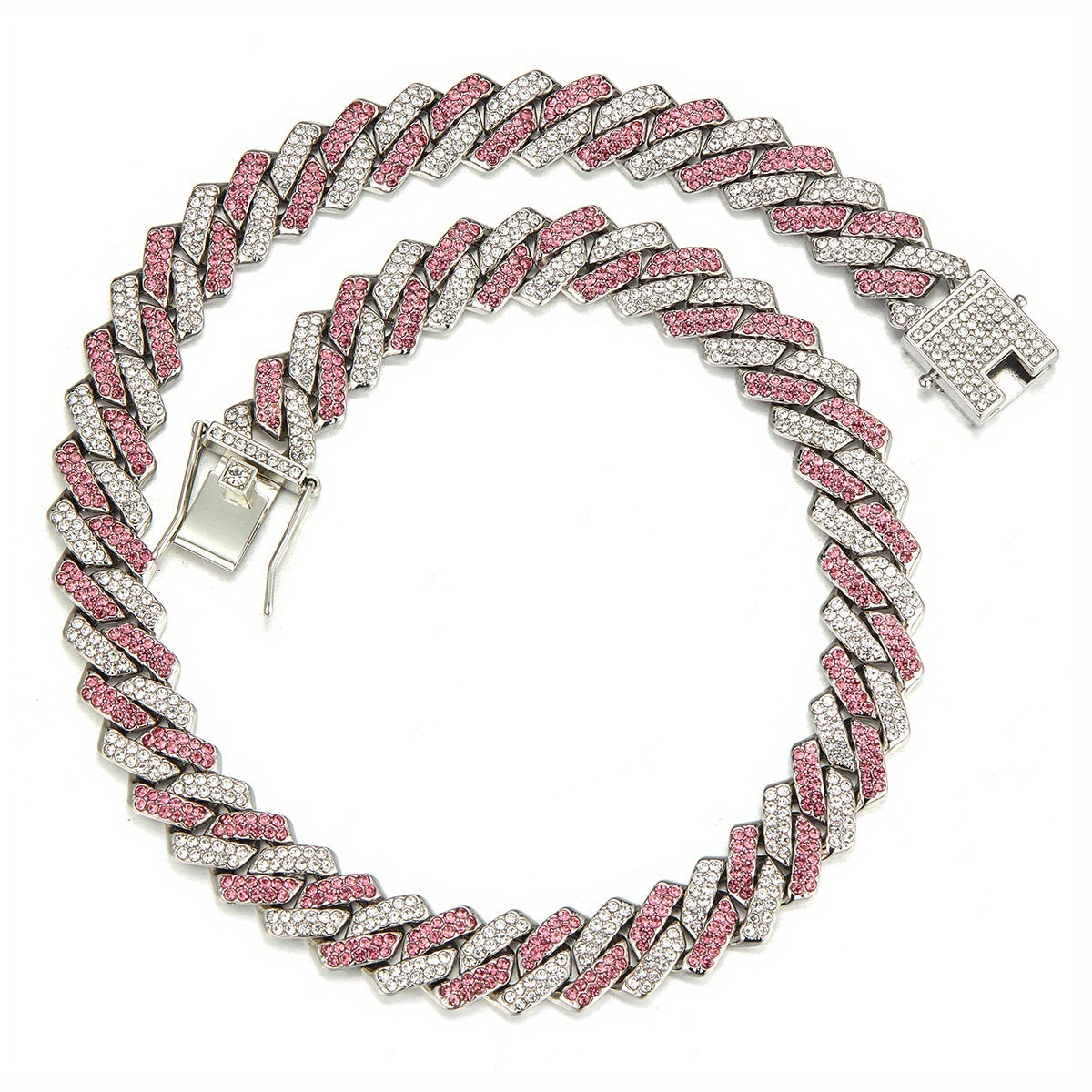 1pc 13.5MM Solid Iced Out Link Chain Necklace - Stylish Hip Hop Rapper Fashion Jewelry for Men - Durable, Hypoallergenic, and Nickel-Free