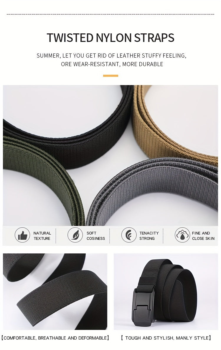1pc Stretch Belt For Men And Women Hard Alloy Quick Release Buckle Strong Real Nylon Unisex Elastic Belt Overalls Work Belt, Ideal Choice For Gifts