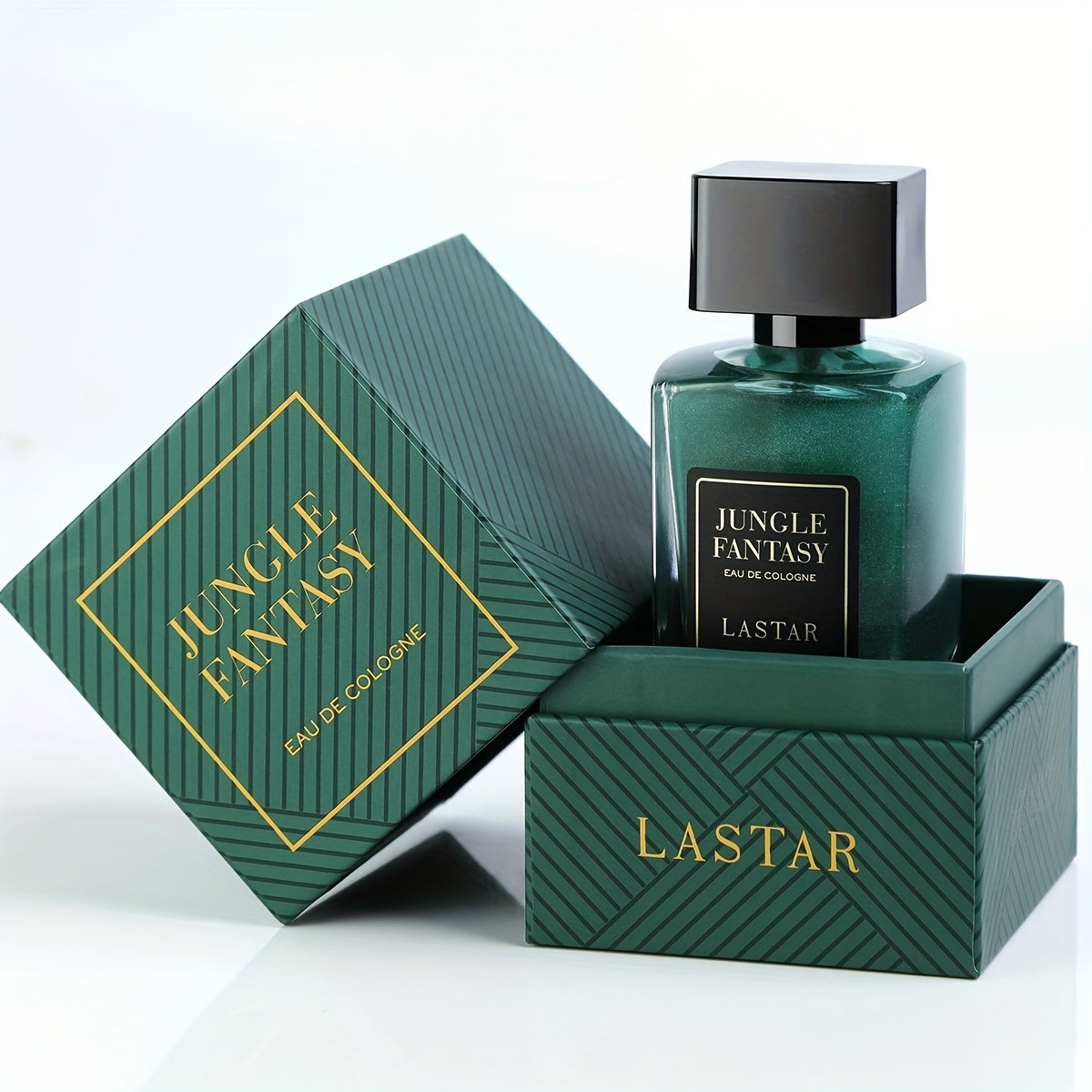 LASTAR Jungle Fantasy Pheromone Perfume for Men & Women - Marine Fougère Eau de Toilette with Sage, Lemon & Ambergris Notes, Long-Lasting Freshness, Sweat & Body Odor Control, Green Sand Textured Square Bottle in Luxury Gift Box
