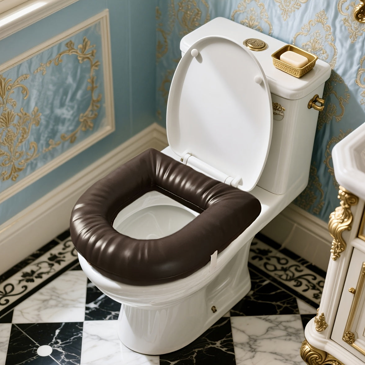 Toilet Seat Cover Designed for the Elderly and Pregnant Women, Non-Slip Extra Thick Vinyl Toothpaste - 40.64x38.1 cm Full Overlay Machine Washable with Ergonomic Anti-Squeeze Design Available in Multiple Colors All Season Use