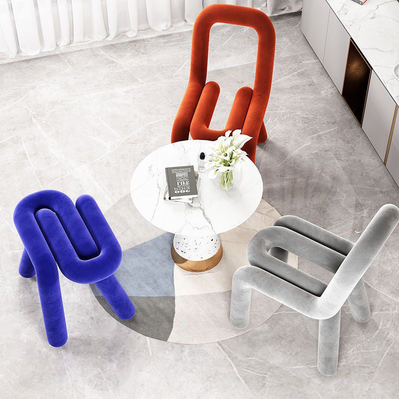 Nordic Modern Soft-Padded Stool - Multicolor (Blue, Red, Yellow, Green, Pink, Grey) Cushioned Round/Rectangle-like Seating, Non- Sofa Chair for Home, Office, Room - Easy-Clean Furniture, No Assembly Required