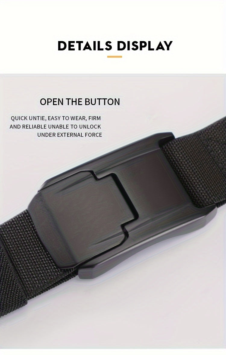 1pc Stretch Belt For Men And Women Hard Alloy Quick Release Buckle Strong Real Nylon Unisex Elastic Belt Overalls Work Belt, Ideal Choice For Gifts