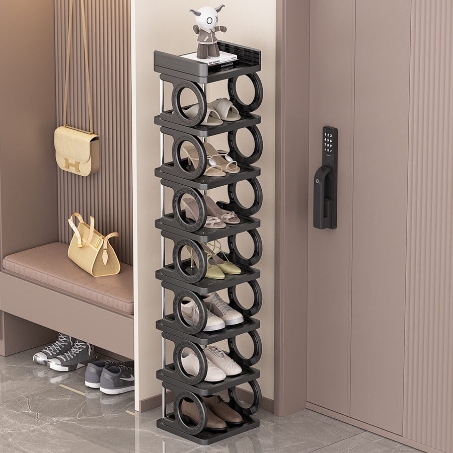 8-Tier Metal Shoe Rack Organizer - Space-Saving Narrow Entryway Storage with Durable Plastic Shelves, 10kg Capacity, No Assembly Required for Home, Dorm, Small Spaces, Shoe Storage Organizer, Dorm Room Organizer, Modern Shoe Rack, Sturdy Construction