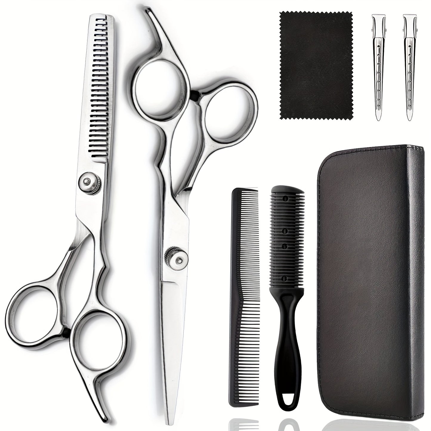 8 PCS Hair Cutting Scissors Kit, Professional Barber Shears Set With Hair Scissors Thinning Shears, Haircutting Sheers Hair Cut Blending Salon Scissor For Men Women Pet