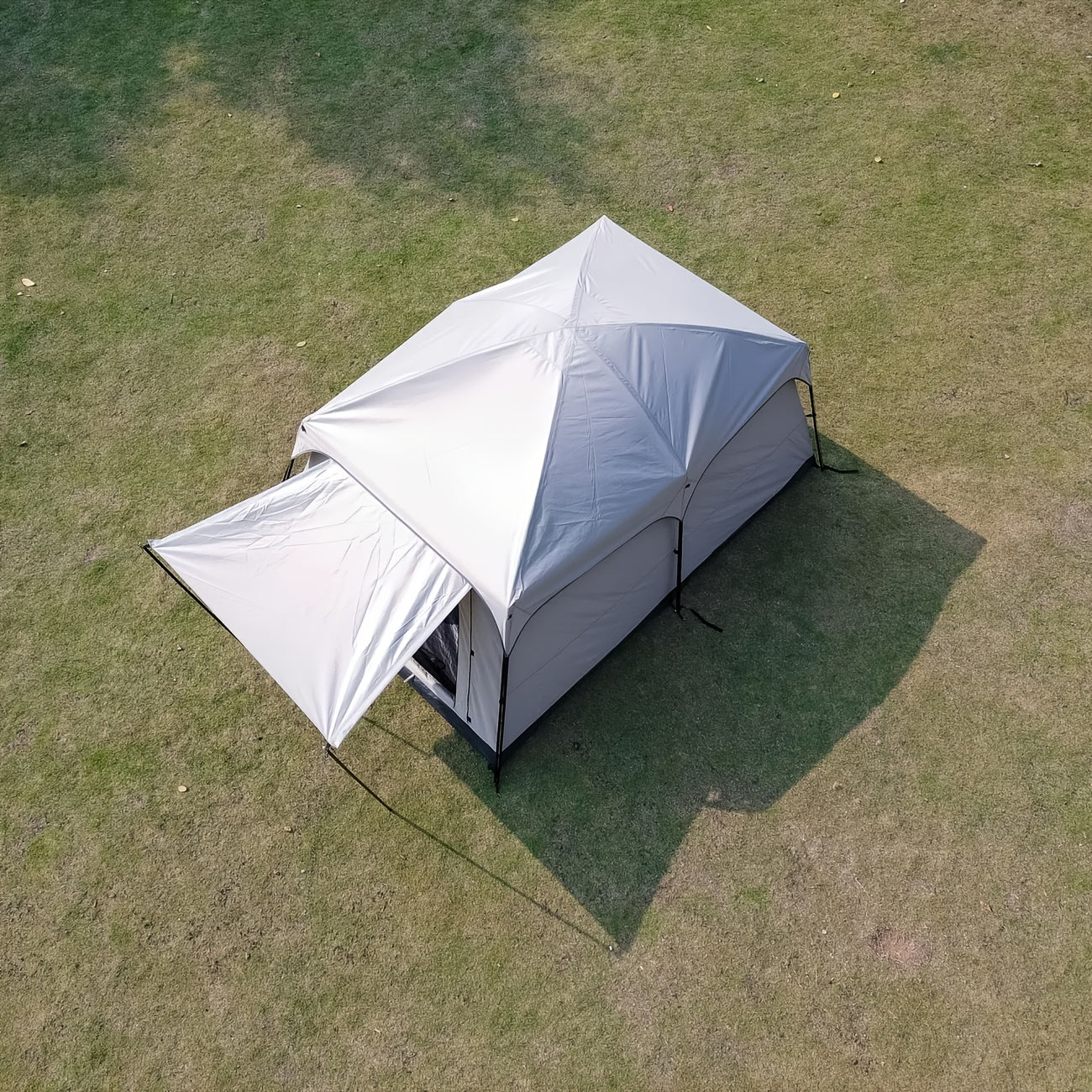 2-Room Family Camping Tent with Vestibule - Portable, Foldable Design, Windproof, Sun-Resistant Oxford Cloth, All-Season Use, Ideal for Outdoor Adventures, Camping Gear | Spacious Camping Tent | Durable Zippers, Camping Equipment