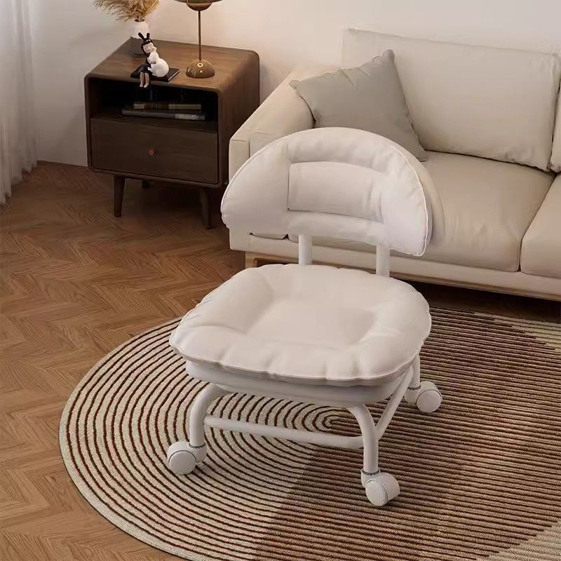Modern White Swivel Stool with Wheels - Ergonomic Lazy Backrest Chair, Comfortable Cushion & Durable Plastic Frame, Easy Assembly for Living Room, Bedroom, Office - Home Decor Furniture, Chair for Living Room, Bedroom Seating, Sleek Design, Sturdy Constr