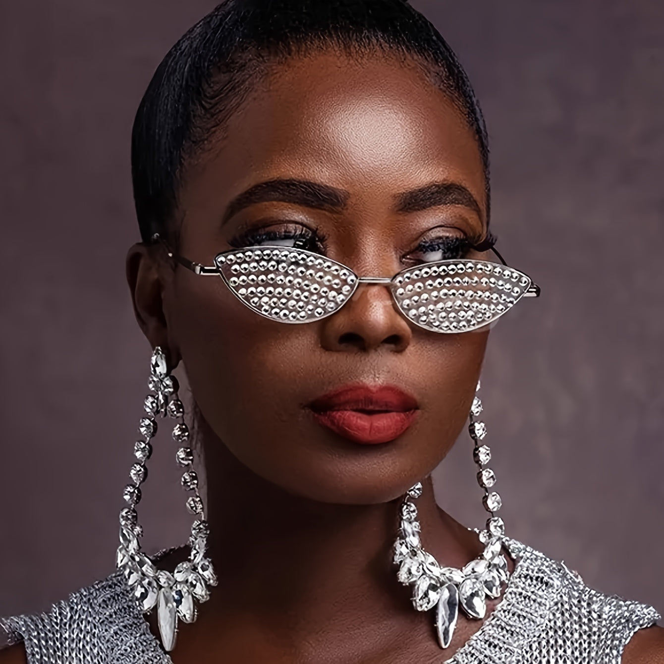 1pc GUVIVI -Adorned Glasses for Men & Women - Small Frame Full-Rim Sparkling Eyewear with, Unisex Party Wedding Prom Accessories, Birthday/Christmas/Halloween Gift (-Encrusted Frame, No)