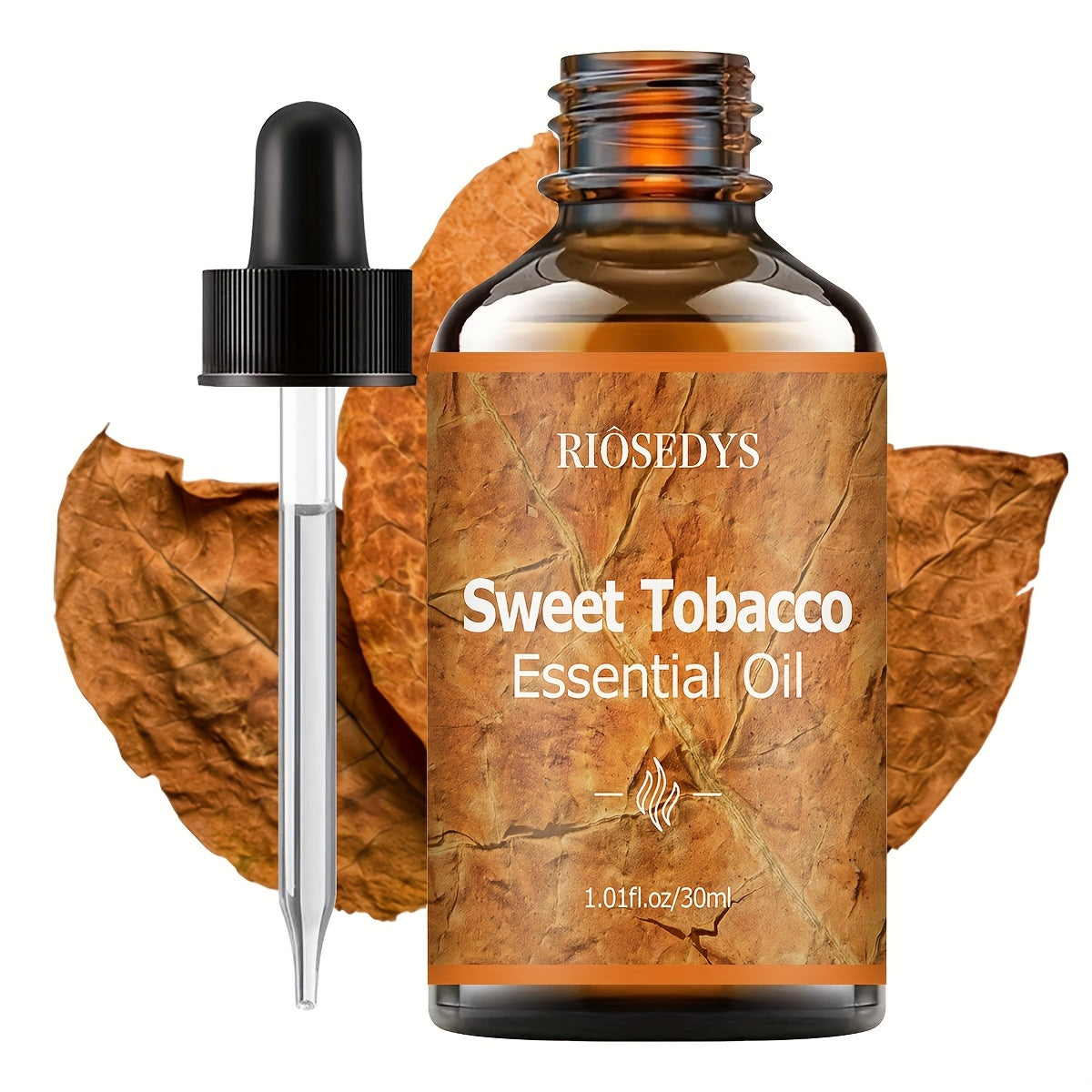 RIÔSEDYS Sweet Tobacco Essential Oil - 1.1fl.oz/30ml, Alcohol-Free, Warm Caramel & Vanilla Scent, Non-Greasy Light Beige Oil for Diffusers, Humidifiers, Skincare & Home Fragrance, Diffuser Oil, Elegant Label Design, Natural Fragrance Oil