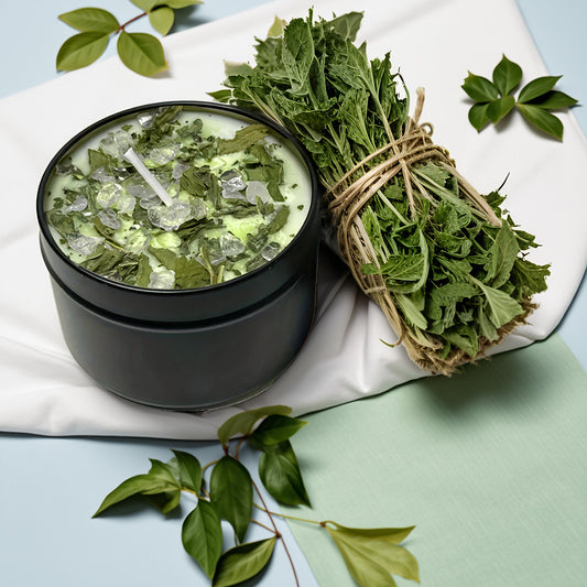 Soy Wax Mint Candles with White Stones & Fresh Mint Aroma - Long-Lasting Burn, 100g/3.52oz for Home Decor, Bedroom, Kitchen, Holiday Gifts, Soy Wax for Candle Making, Bedroom Aroma, Decorative Candle, Elegant Packaging, Decorative Accents, Durable Contai