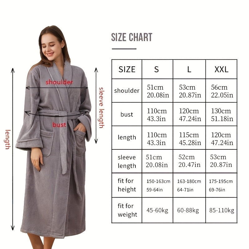 Heavyweight 100% Cotton Bathrobe for Men & Women - Quick-Dry Absorbent Long Robe with Plush Pockets, Soft Lined Interior, Machine Washable, All-Season Luxury Spa & Lounge Wear, Comfortable Loungewear, Modern Robe, Simple Elegant Design, Quickdry Fabric