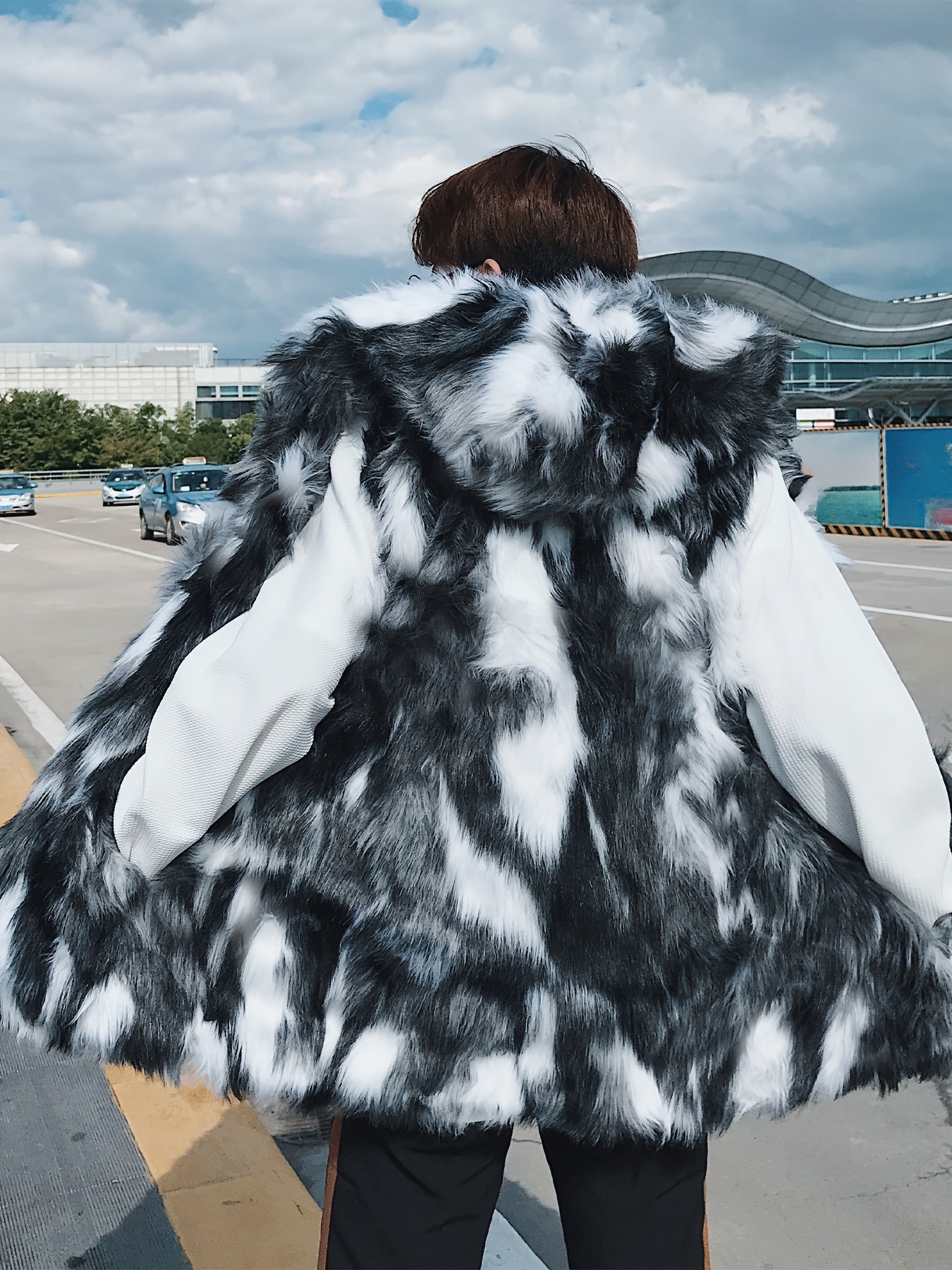 Men'S Heavy-Duty Hooded Vest - Thermal Insulated Zip-Up Jacket, Full-Zip Front Closure, Non-Stretchy Outer Layer for Motorcycle Riding, Casual Outfits - Fall/Winter Outerwear Coat (Black/White Color Block) - Easy-Care Cold Weather Apparel, Motorcycle Gea