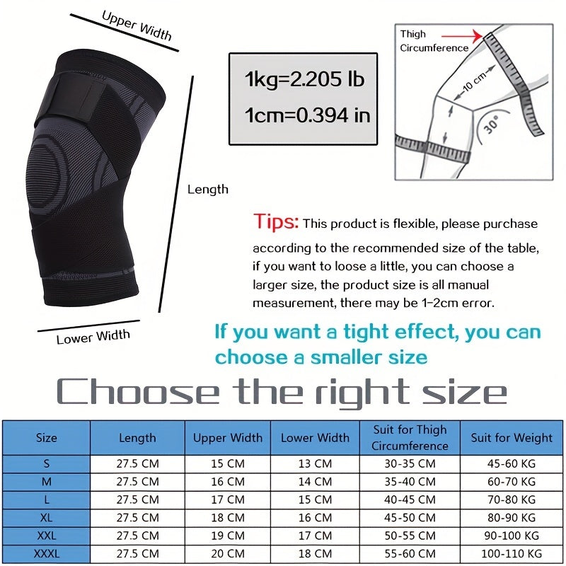 1PC Order A Size Up, Unisex Compression Knee Sleeve, Knee Brace For Men Women, Knee Support For Meniscus Tear Arthritis ACL MCL Faster Recovery