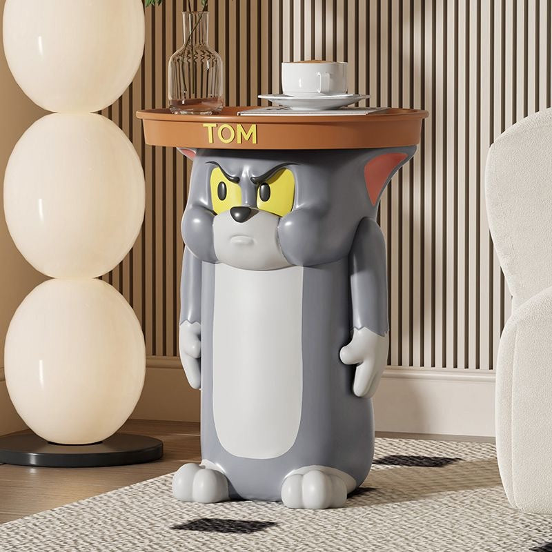 New Tom and Jerry Tom Cat Jerry Mouse Side Table Bedside Table Coffee Table Mobile Side Table Corner Cabinet Side Cabinet Creative Bedroom Living Room Dining Room Office Decorative Cabinet Ornament Floor Standing Ornament Holiday Gift