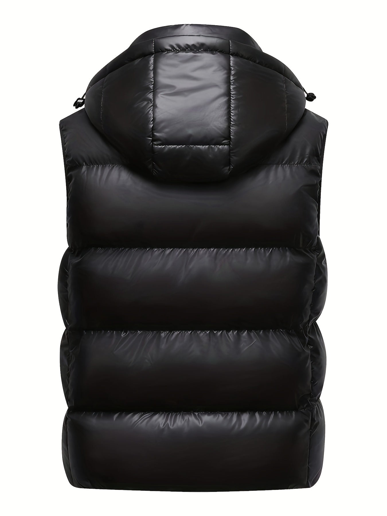 Men's Detachable Hooded Vest Jacket - Full-Zip Winter Coat with Padded Back, Machine Washable (No-Fill) for Layering, Outdoor & Casual Wear - Golden-Accent Logo (Compatible with Vests/Björk-like Outfits)