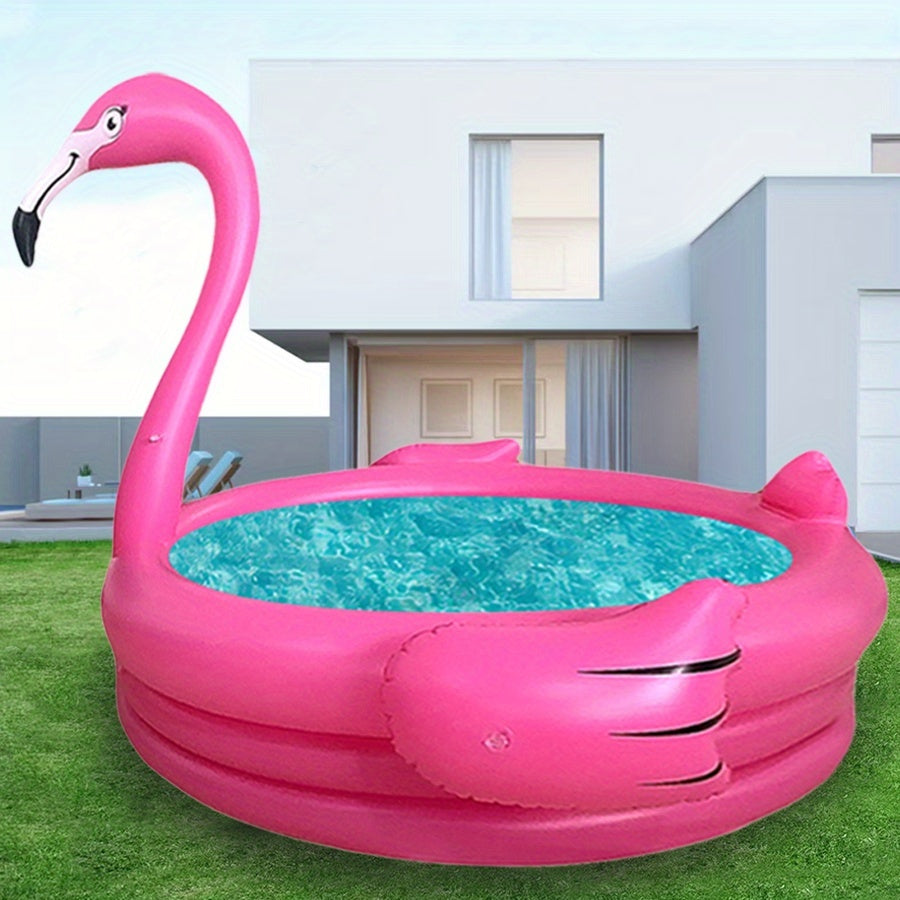 Inflatable Swimming Pool with Red Stork Design - Durable PVC, 3-Layer Construction, No Electricity Needed, Portable for Backyard, Party, Weddings & Summer Fun (1-3 People), Inflatable Pool Float, Wedding Decoration, Playful Design, Sturdy Support